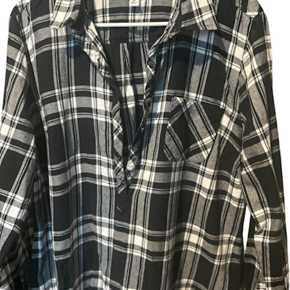 Croft & Barrow Black/White Plaid Long Sleeve Shirt-Size XL-Buttons Down 1/2 - Picture 6 of 7